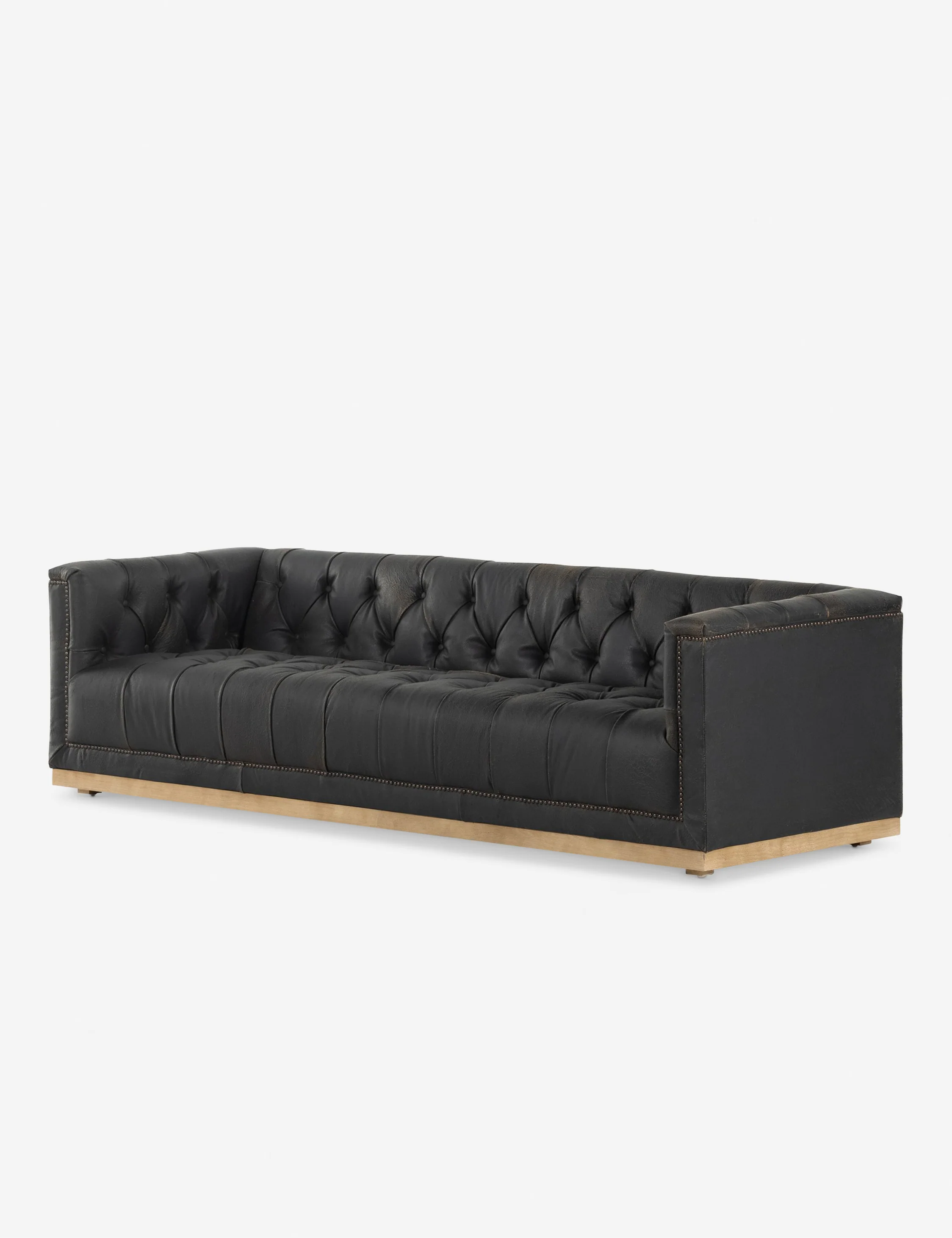 Afia Leather Sofa, Distressed Black - Image 3