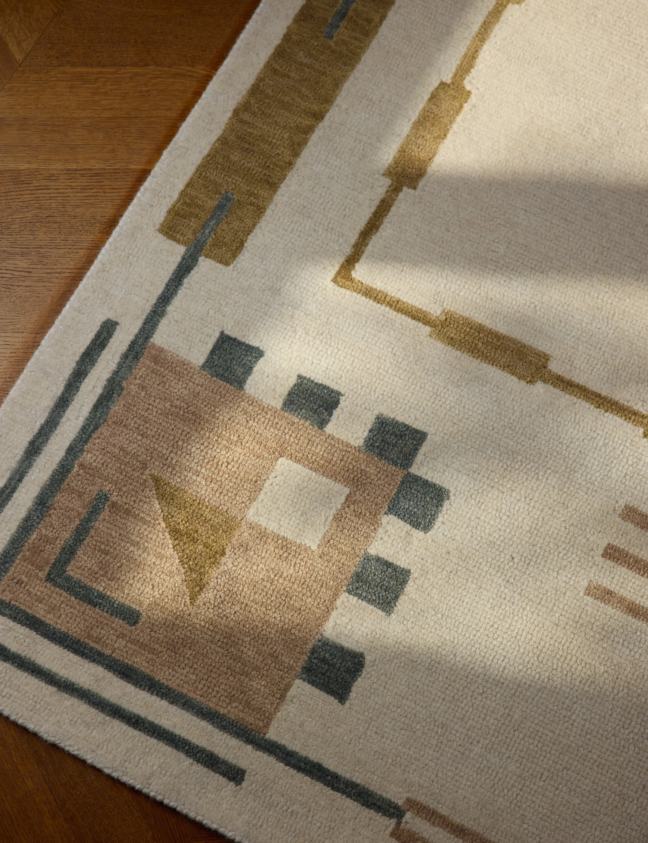 Danzi Hand-Tufted Wool Rug Swatch, Ochre and Blush - Image 4