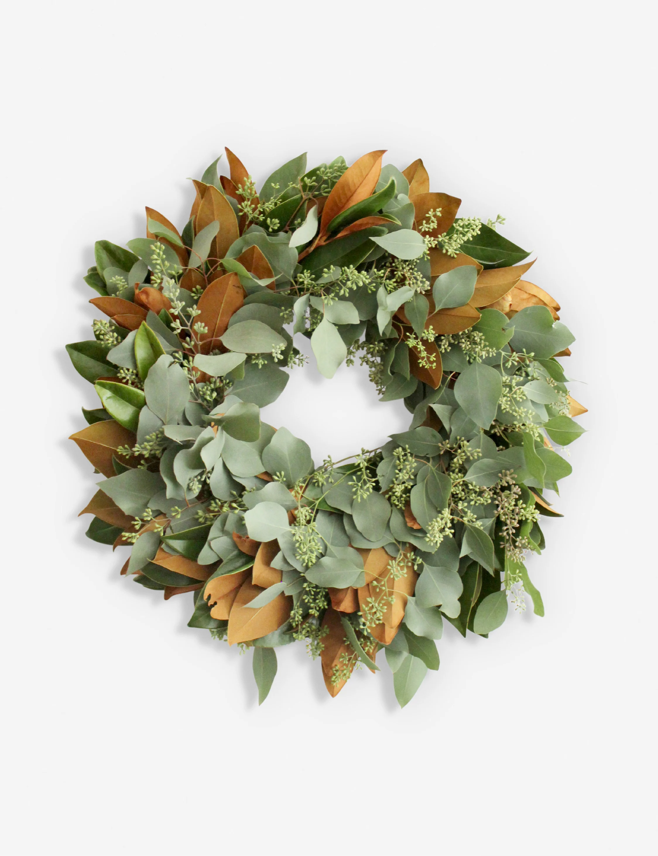Fresh Handmade Magnolia and Seeded Eucalyptus Wreath - Image 2