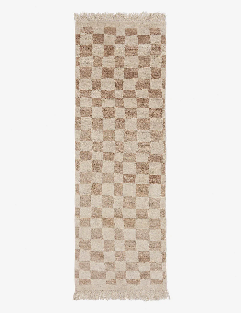 Irregular Checkerboard Hand-Knotted Wool Rug Swatch by Sarah Sherman Samuel, Natural - Image 8