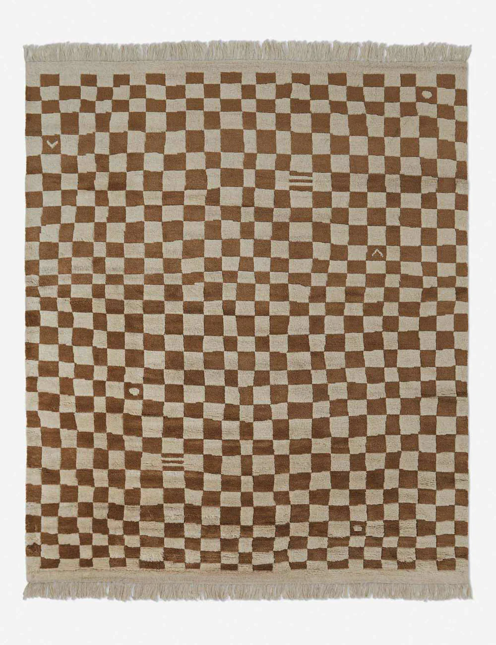 Irregular Checkerboard Hand-Knotted Wool Rug Swatch by Sarah Sherman Samuel, Ochre - Image 4