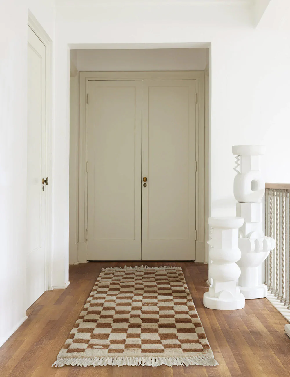 Irregular Checkerboard Hand-Knotted Wool Rug Swatch by Sarah Sherman Samuel, Ochre - Image 9
