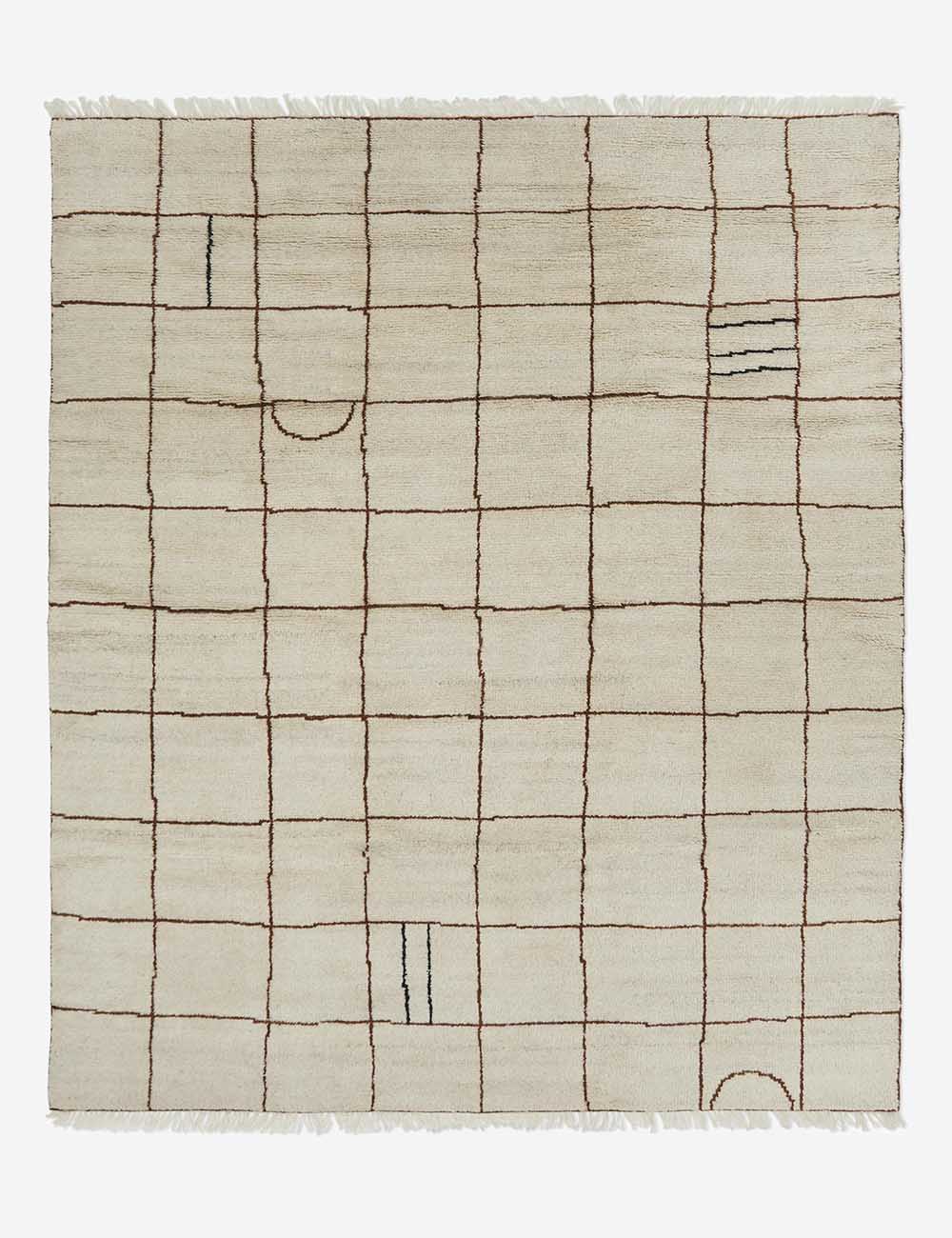 Irregular Grid Hand-Knotted Wool Rug Swatch by Sarah Sherman Samuel, Ivory - Image 2