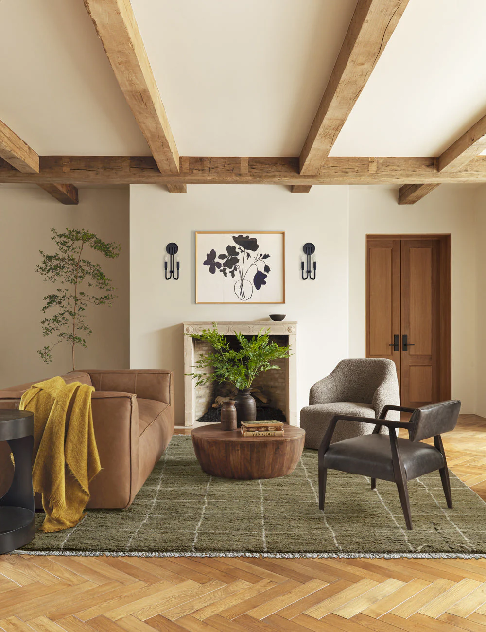 Irregular Grid Hand-Knotted Wool Rug Swatch by Sarah Sherman Samuel, Khaki - Image 3