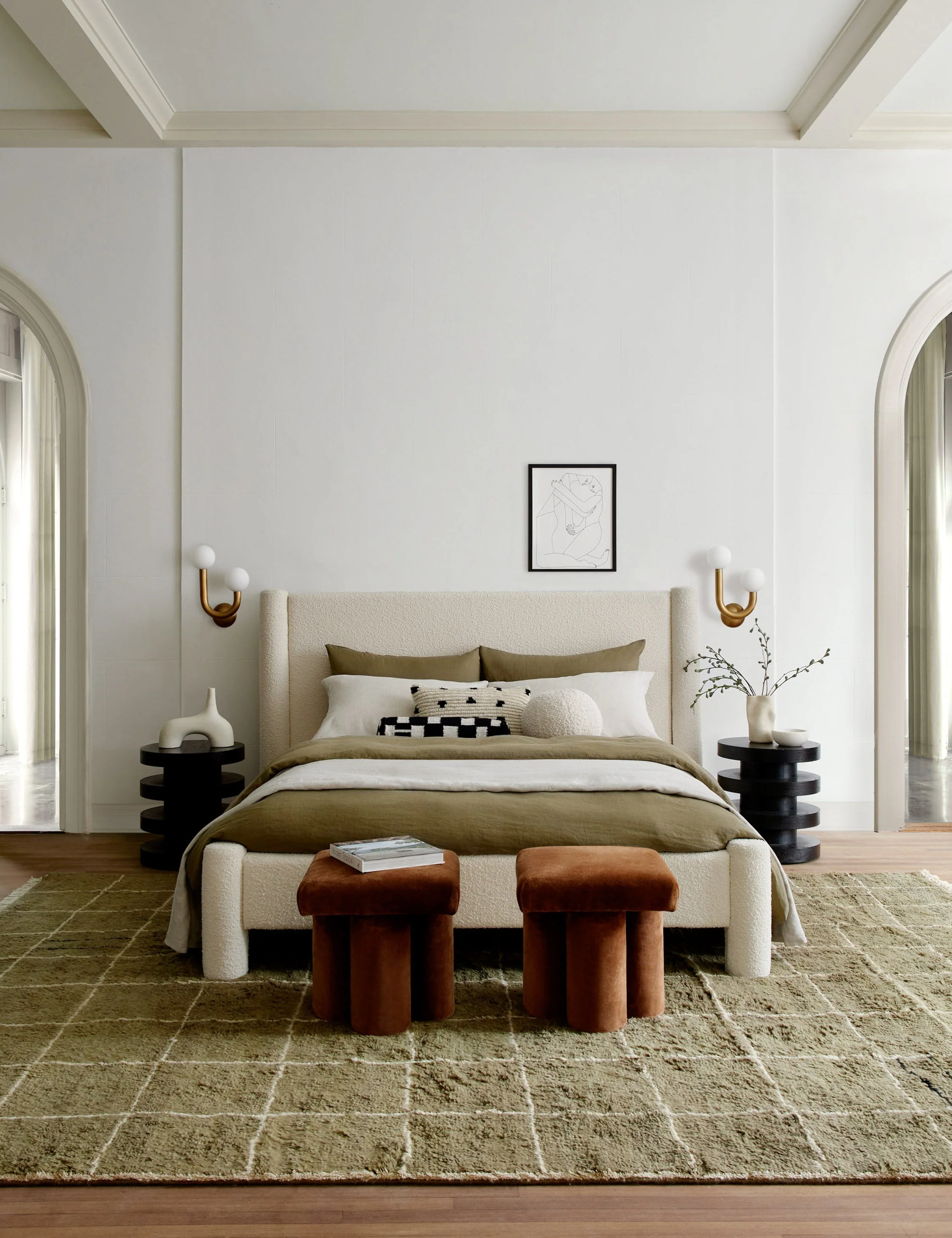 Irregular Grid Hand-Knotted Wool Rug Swatch by Sarah Sherman Samuel, Khaki - Image 4