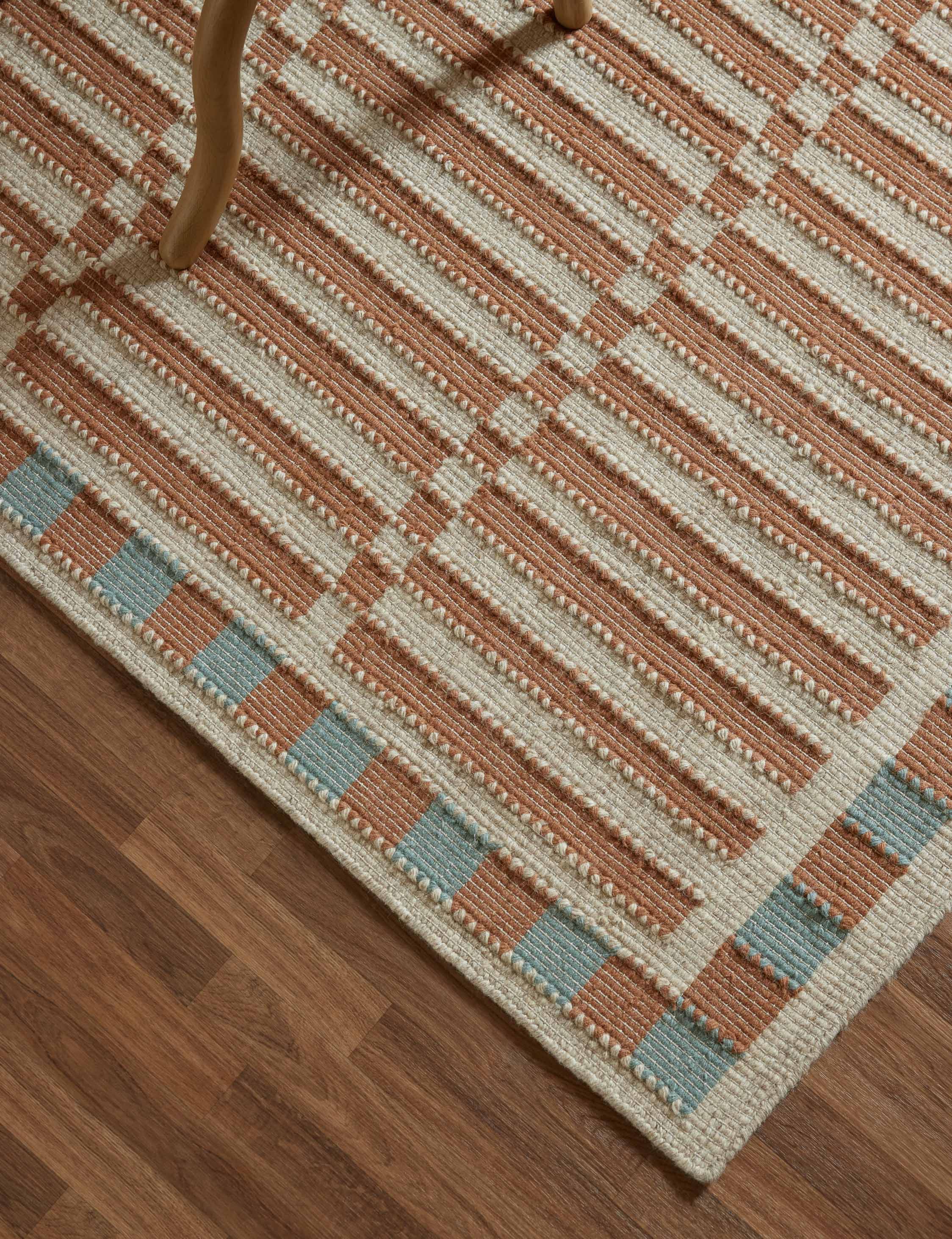 Joslin Flat Weave Blend Rug Swatch, Rose and Blue - Image 4