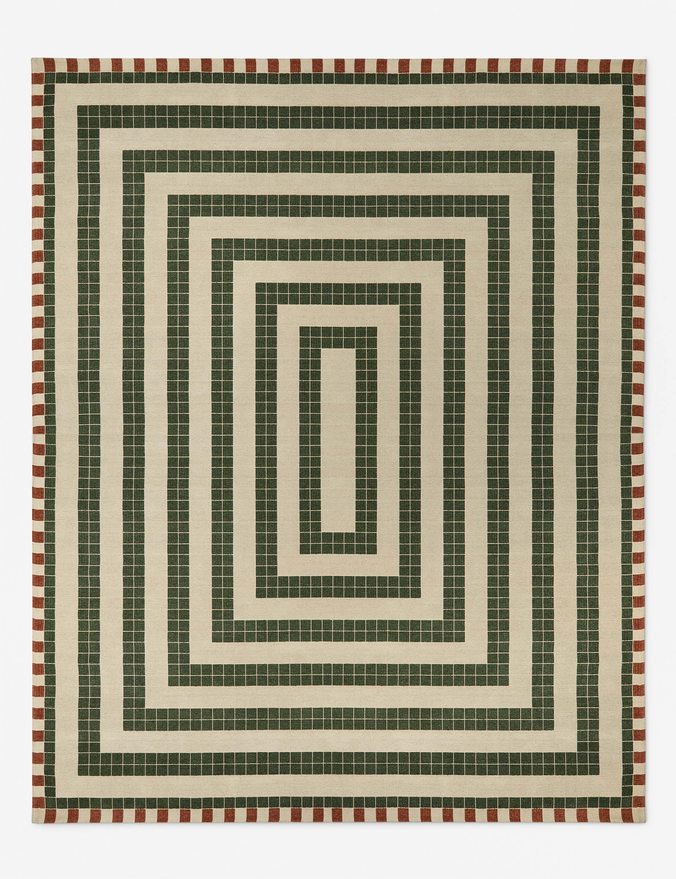 Kirst Indoor / Outdoor Rug Swatch, Ivory and Emerald - Image 3