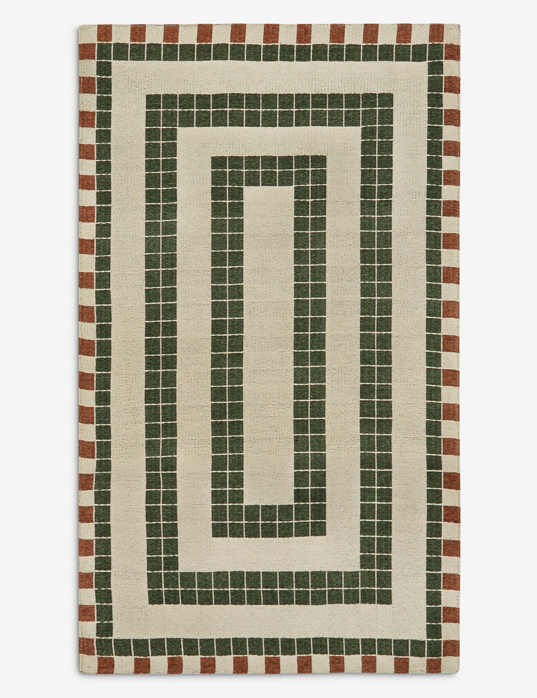 Kirst Indoor / Outdoor Rug Swatch, Ivory and Emerald - Image 4