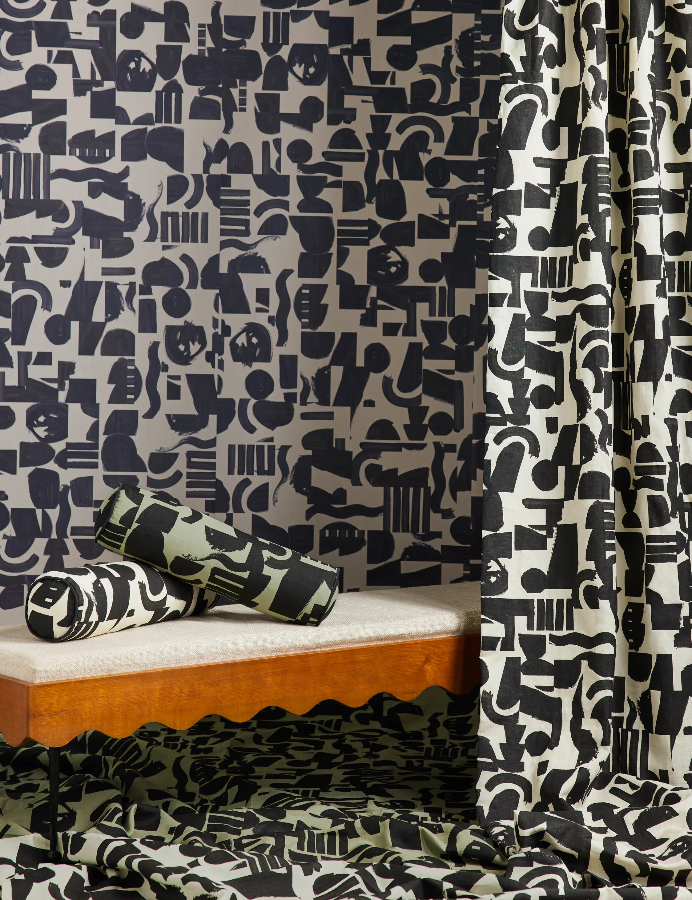 Organic Shapes Linen Bolster Pillow by Sarah Sherman Samuel - Image 12