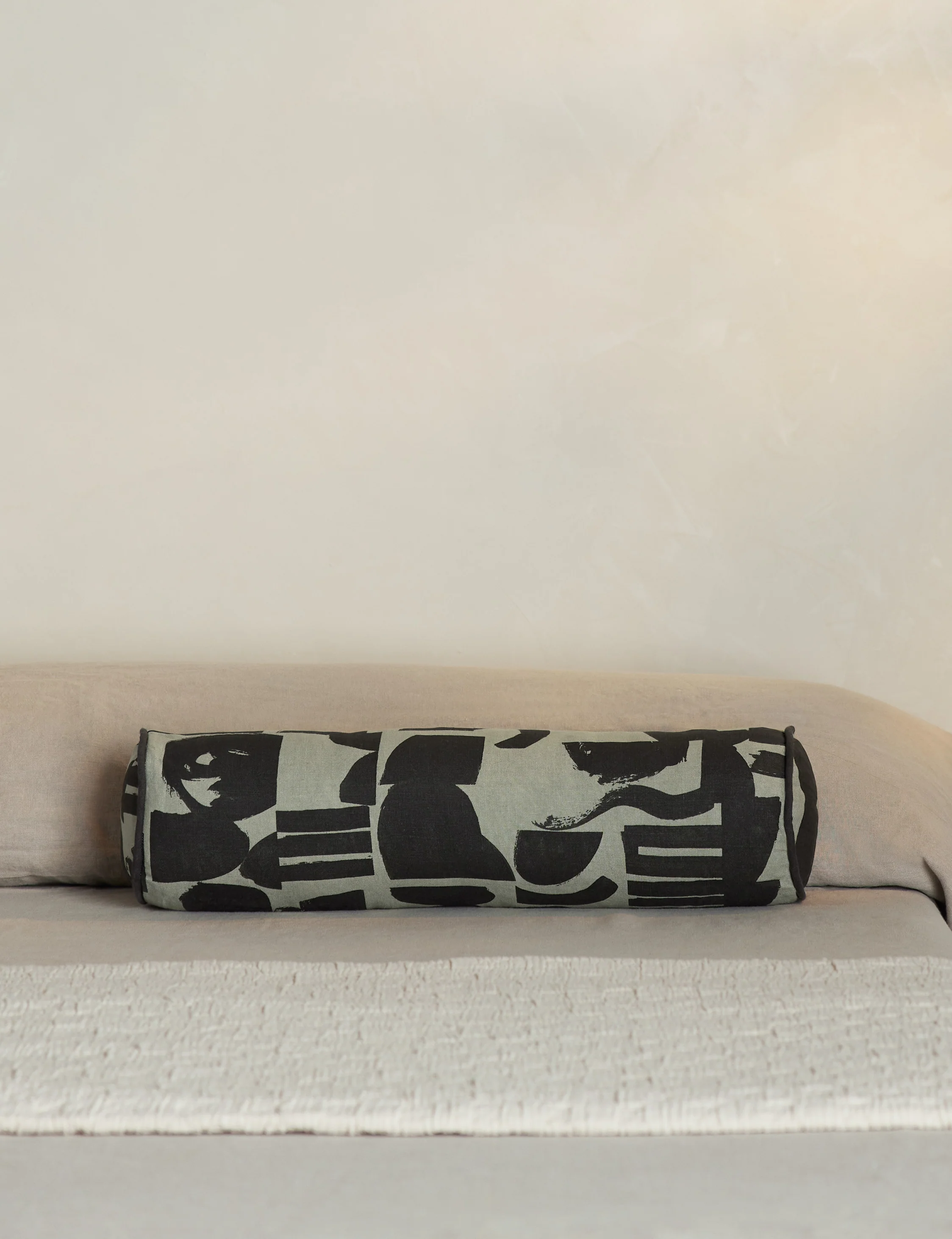 Organic Shapes Linen Bolster Pillow by Sarah Sherman Samuel - Image 4