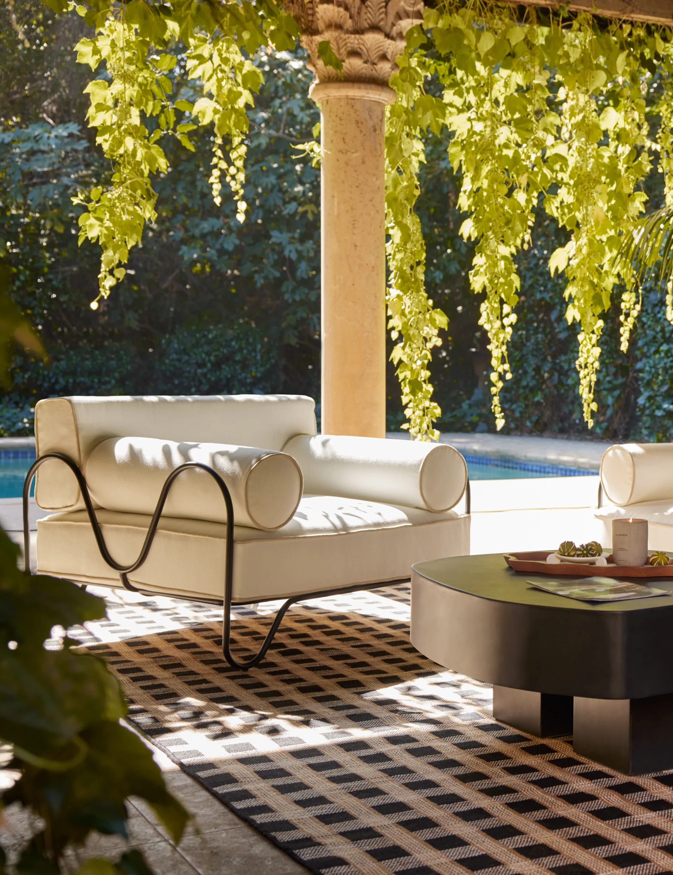 Peggy Outdoor Accent Chair, Ivory by Sarah Sherman Samuel