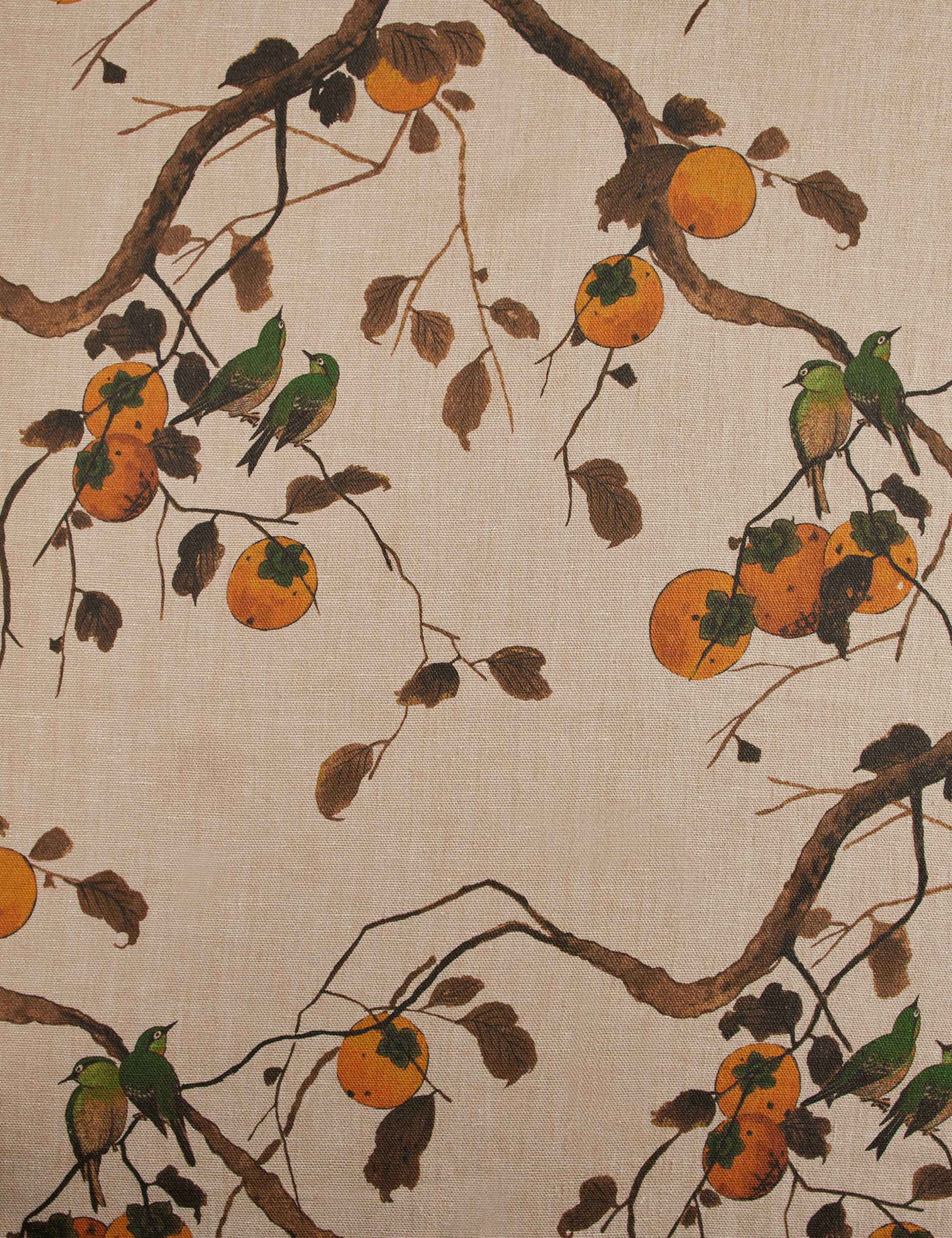 Persimmon Birds Flax Linen Fabric by Nathan Turner - Image 10