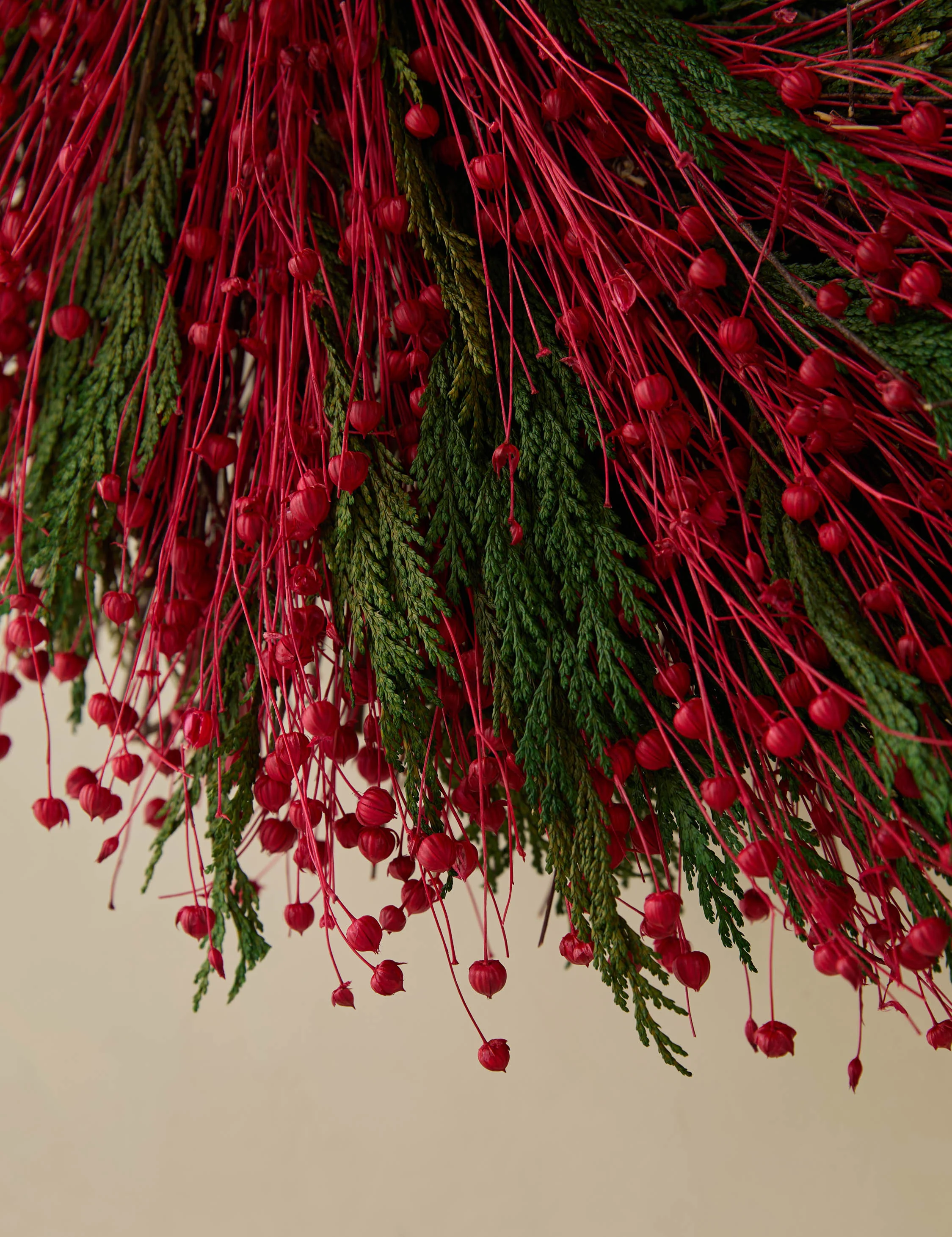 Preserved Red Flax + Cedar Wreath - Image 3