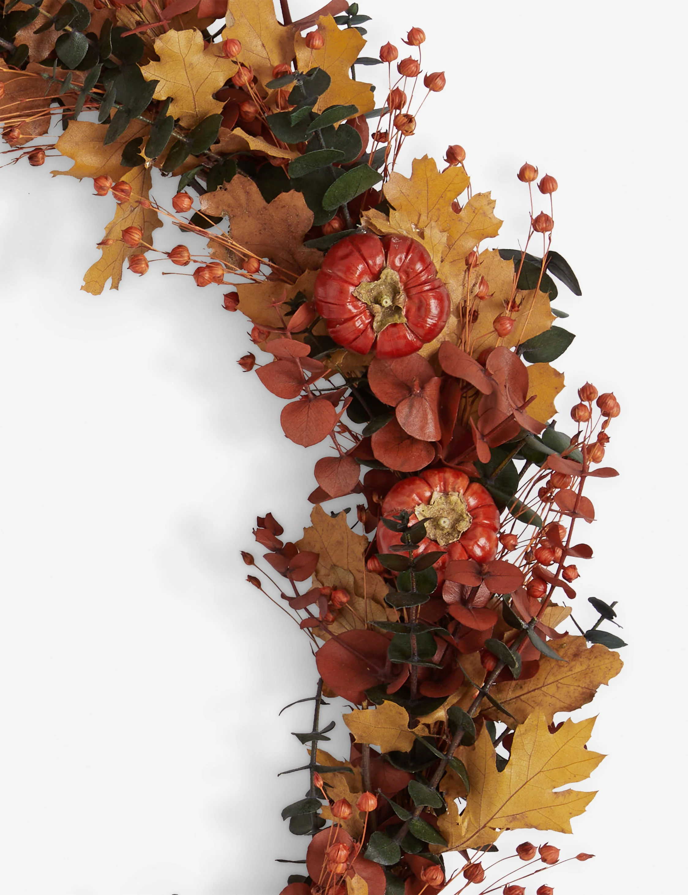 Pumpkin, Maple, and Eucalyptus Preserved Wreath - Image 2