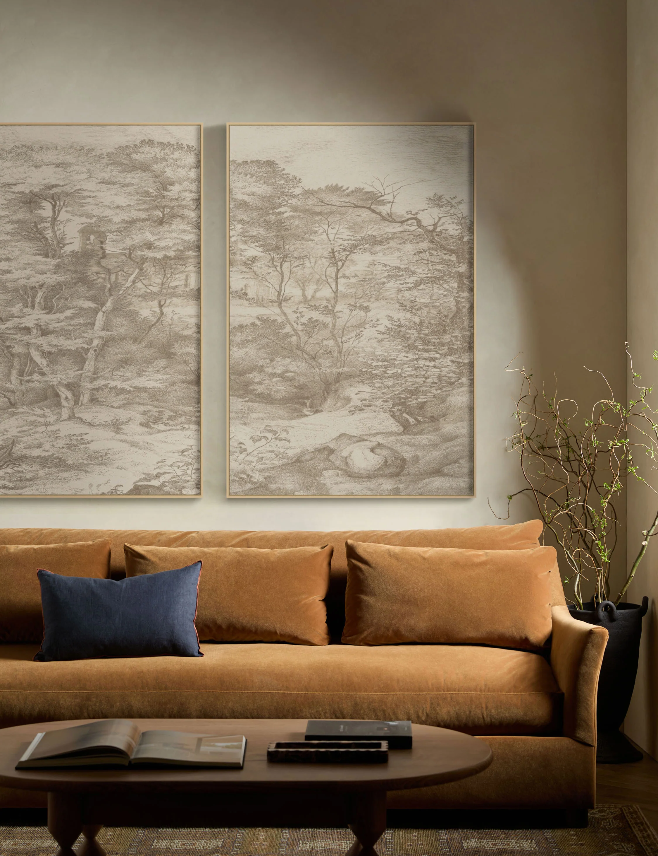 Toile in Neutral Wall Art Diptych Wall Art (Set of 2)