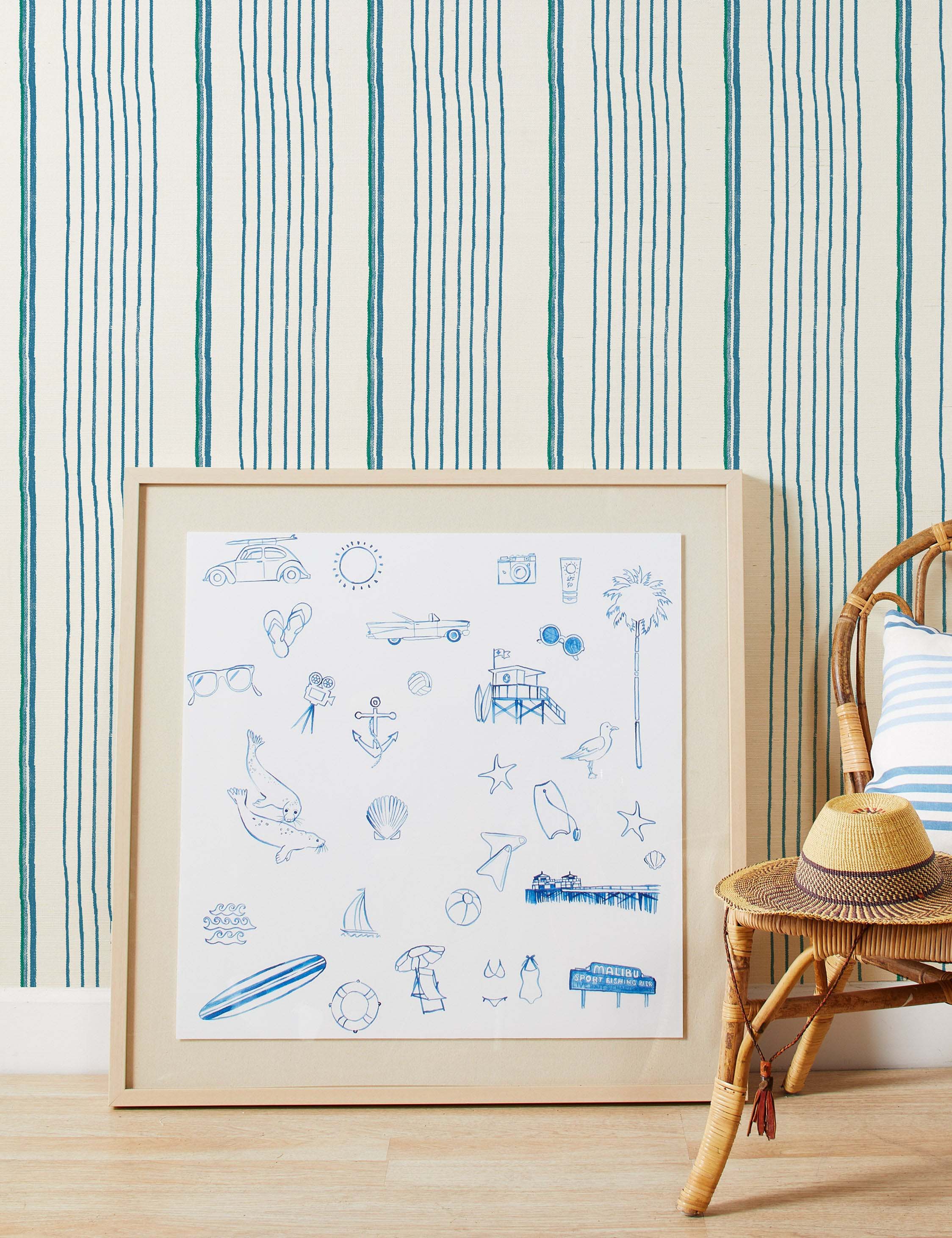 Two Tone Stripe Grasscloth Wallpaper By Nathan Turner - Image 3