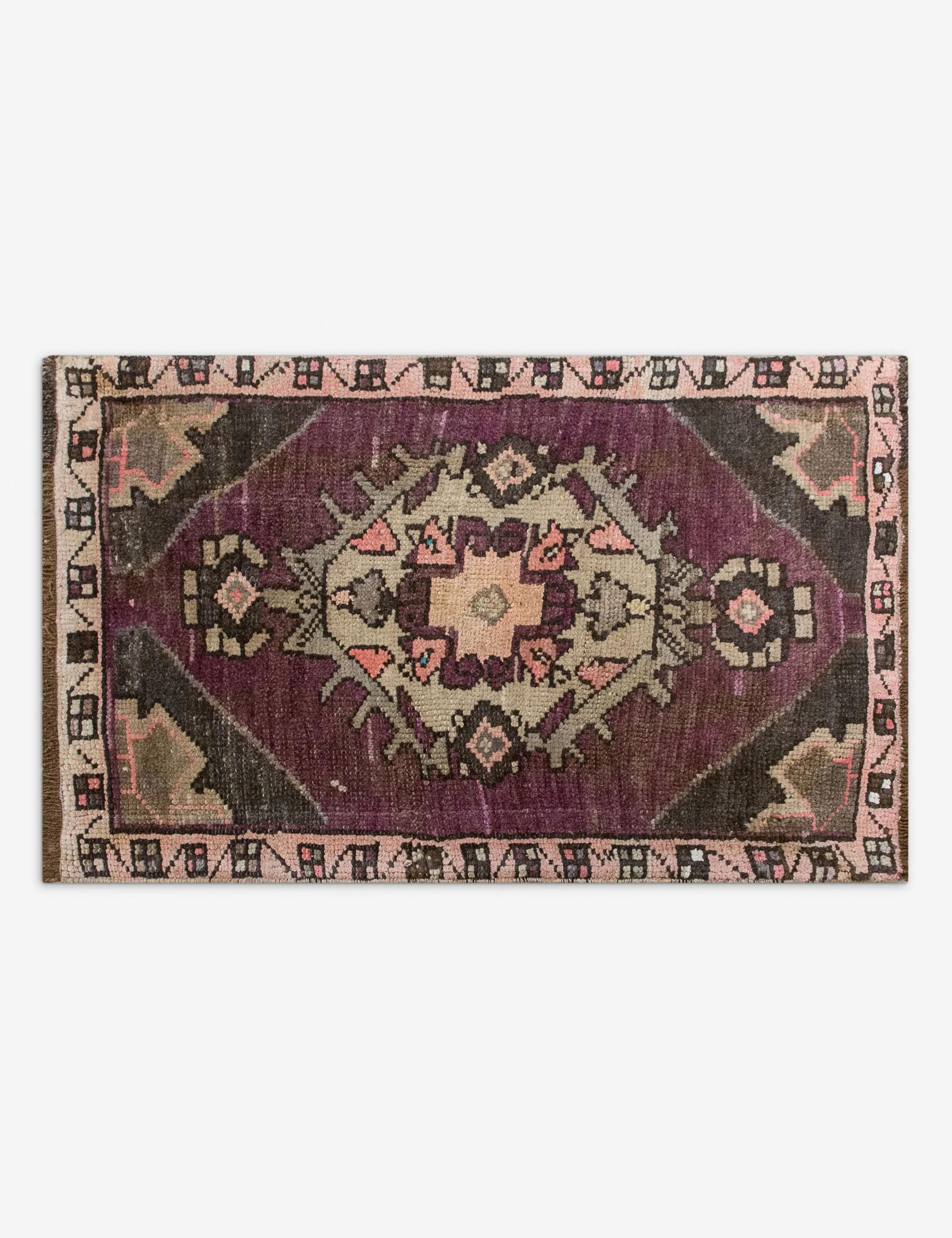 Vintage Turkish Hand-Knotted Wool Mini Rug No. 347, 1'7" x 2'8"