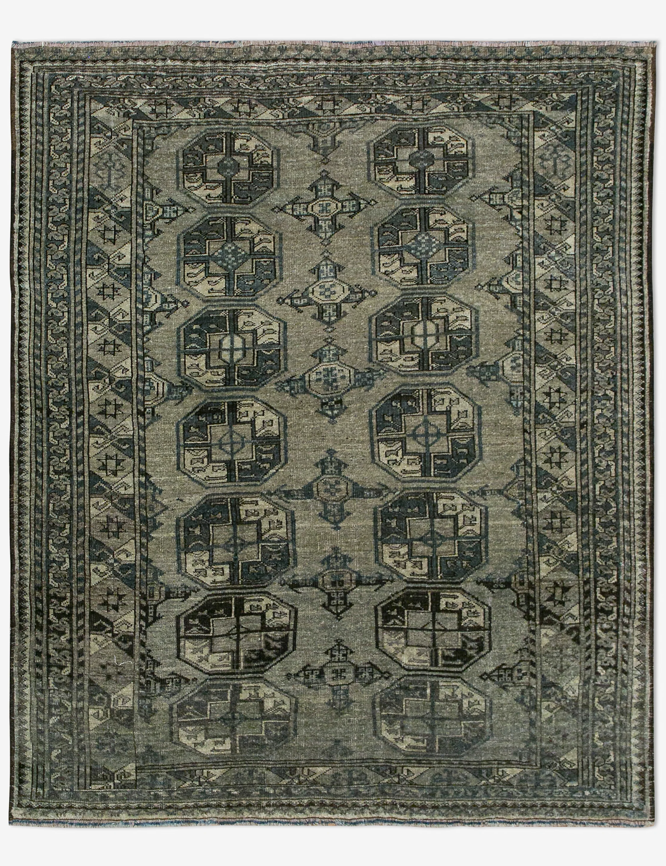 Vintage Turkish Hand-Knotted Wool Rug No. 460, 4'6" x 5'2"