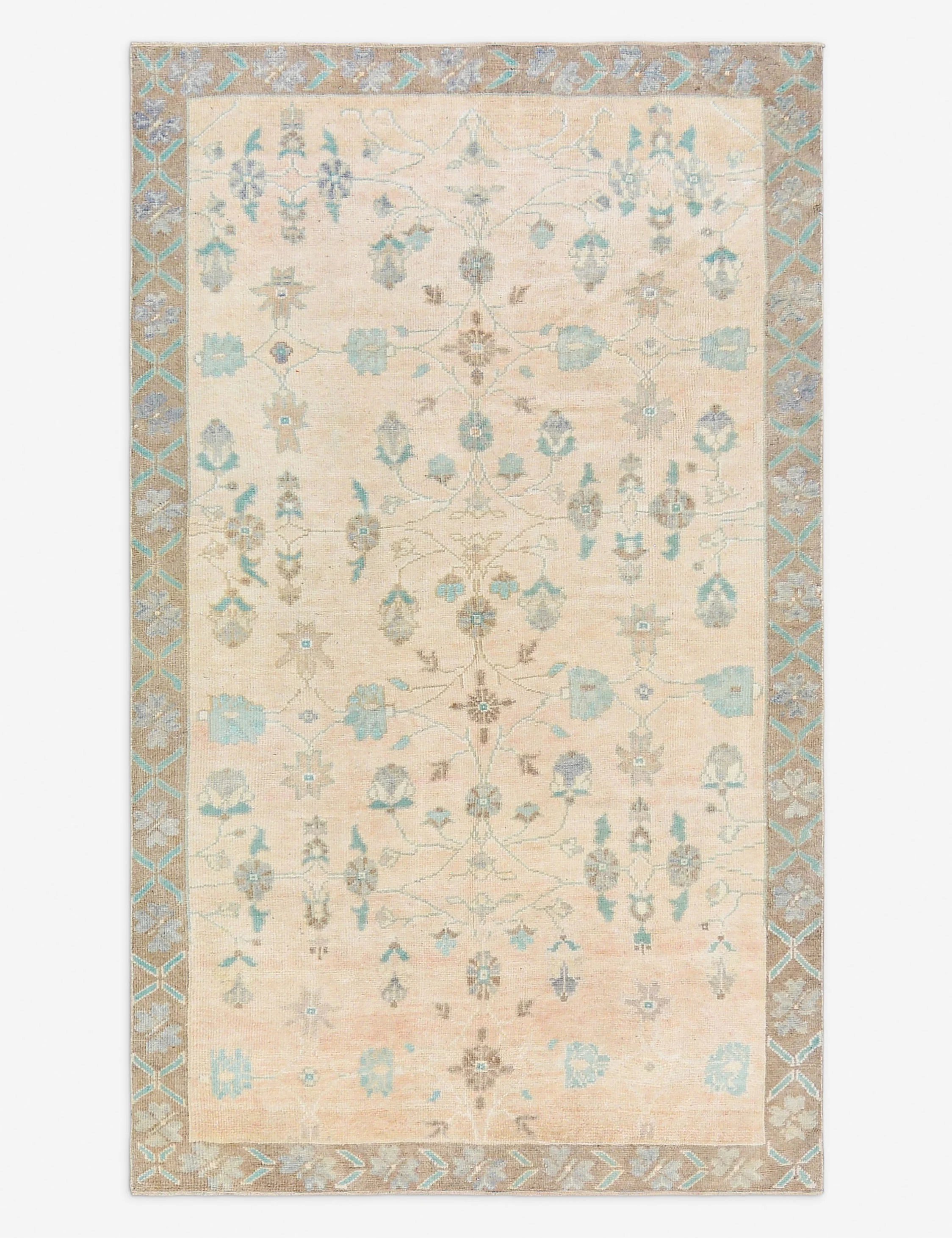 Vintage Turkish Hand-Knotted Wool Rug No. 484, 4' 4" x 7' 4"