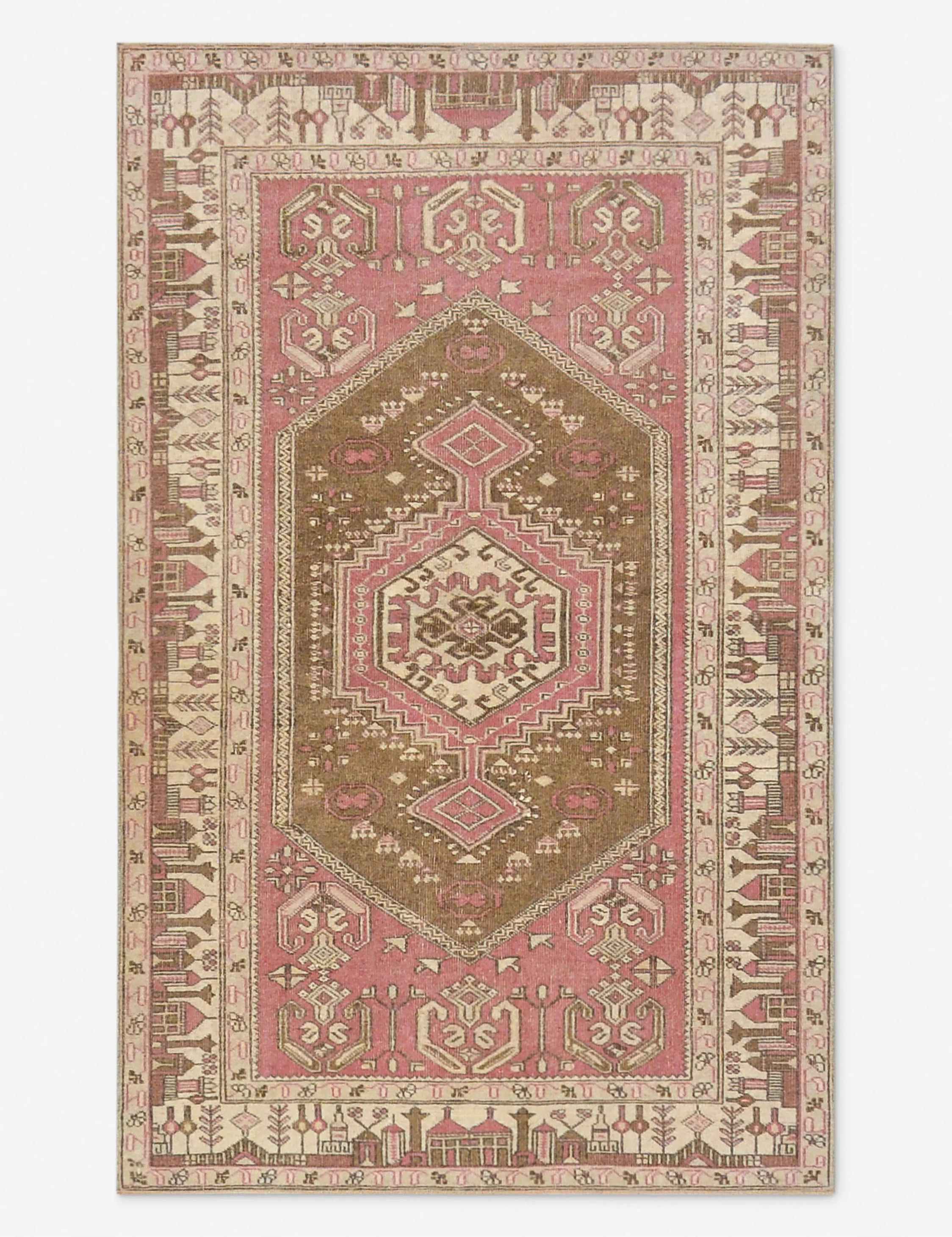 Vintage Turkish Hand-Knotted Wool Rug No. 524, 3' 5" X 5' 7"